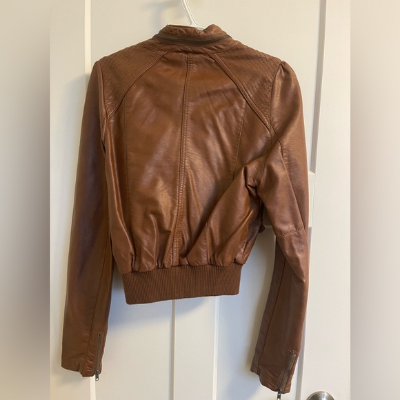 Brown pleather crop jacket - Picture 3 of 3